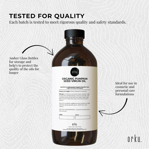 Orku Organic Pumpkin Seed Oil Virgin Cold Pressed Organic Cosmetic Grade 1L