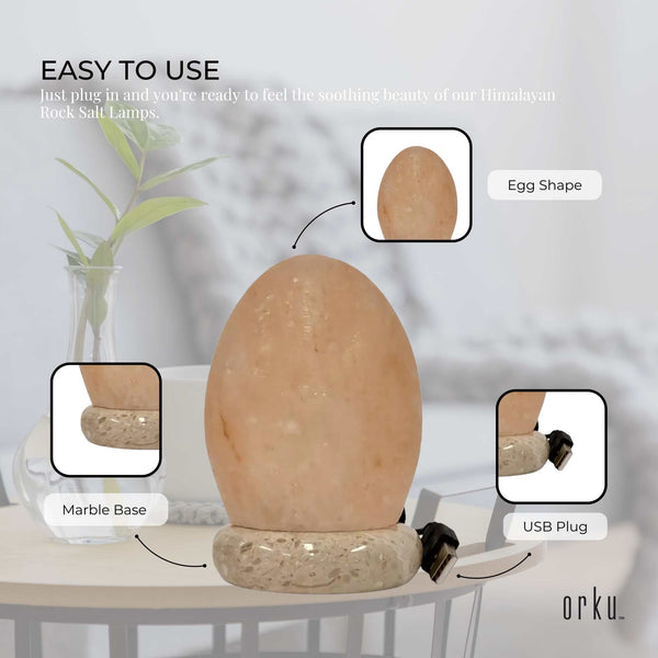 USB Himalayan Salt Lamp Colour Changing Egg Shape Rock LED Light