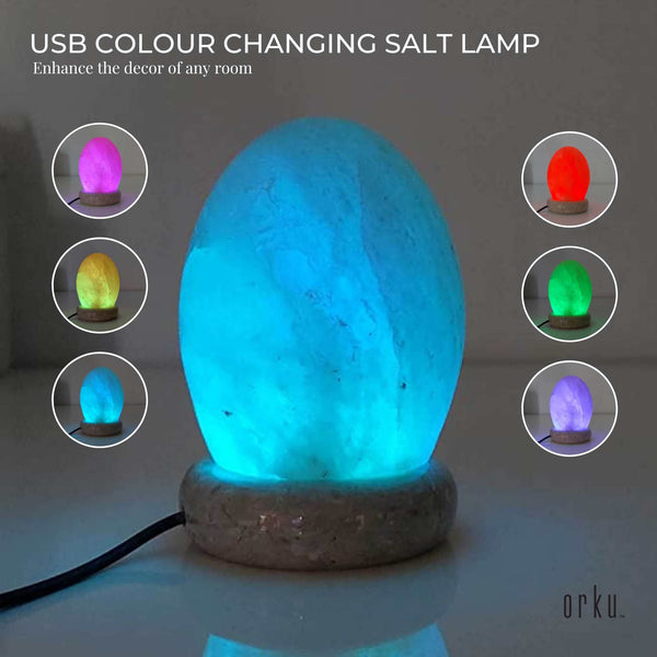 USB Himalayan Salt Lamp Colour Changing Egg Shape Rock LED Light