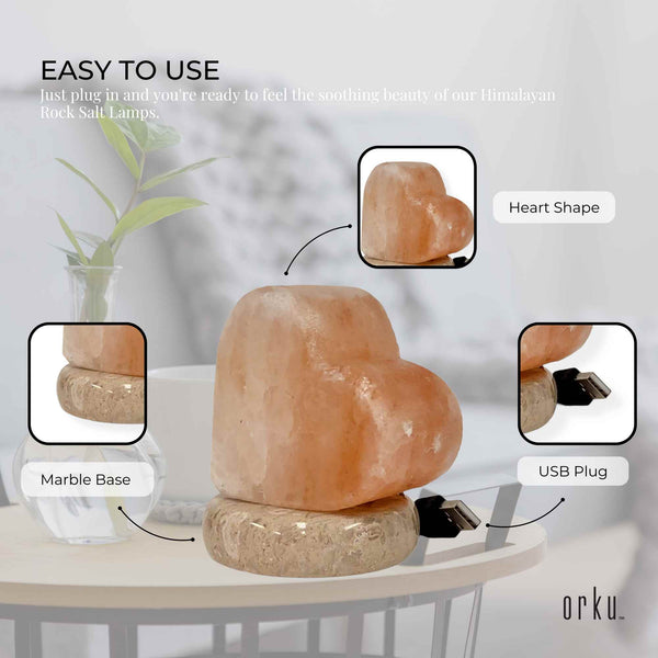 USB Himalayan Salt Lamp Colour Changing Love Heart Shape Rock LED Light