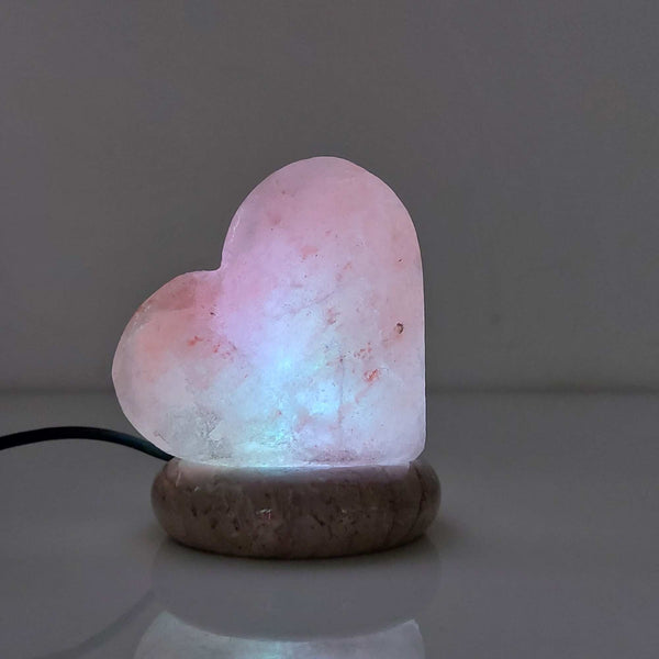 USB Himalayan Salt Lamp Colour Changing Love Heart Shape Rock LED Light