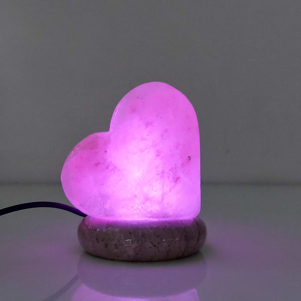 USB Himalayan Salt Lamp Colour Changing Love Heart Shape Rock LED Light