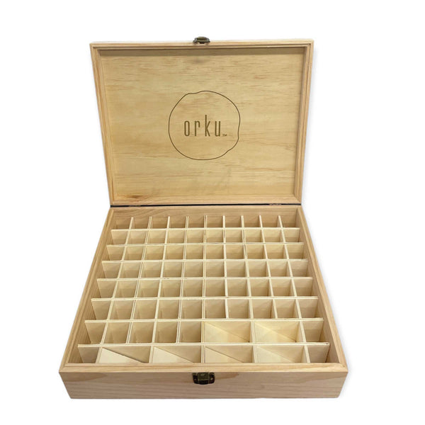 Orku 74 Slot Essential Aromatherapy Oils Storage Box Bottle Holder Pine Wood