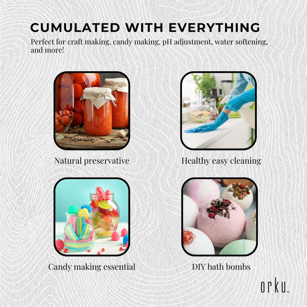 Citric Acid E330 Powder Food Grade Anhydrous GMO Free Preservative C6H807 500g