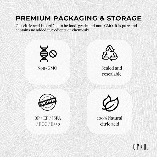 Citric Acid E330 Powder Food Grade Anhydrous GMO Free Preservative C6H807 500g