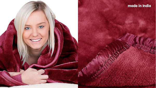 Laura Hill Double Sided 220 x 240cm Faux Mink Throw Rug Blanket 600gsm Red