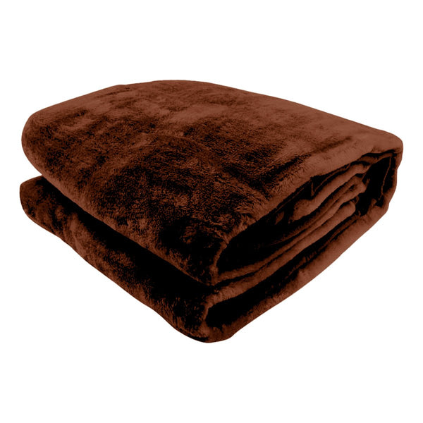 Laura Hill Double Sided 220 x 240cm Faux Mink Throw Rug Blanket 800gsm Brown