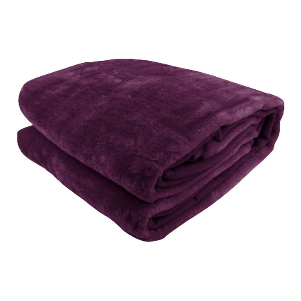 Laura Hill Double Sided 220 x 240cm Faux Mink Throw Rug Blanket 800gsm Purple