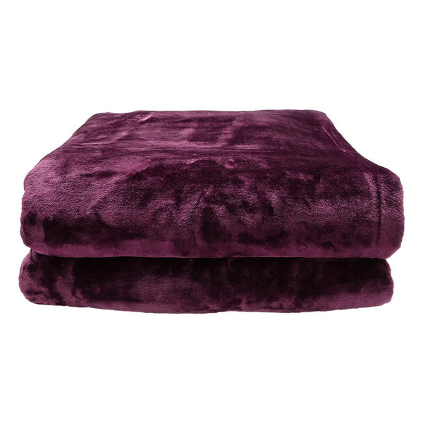 Laura Hill Double Sided 220 x 240cm Faux Mink Throw Rug Blanket 800gsm Purple