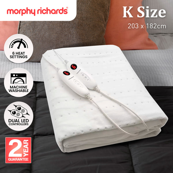 Morphy Richards Electric Blanket Washable 6 Settings Timer 40cm Wall King