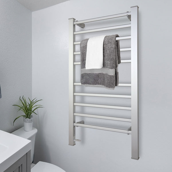 Pronti Wall Mount Freestanding Electric Heated Towel Rail Rack 10 Bar Timer 160W