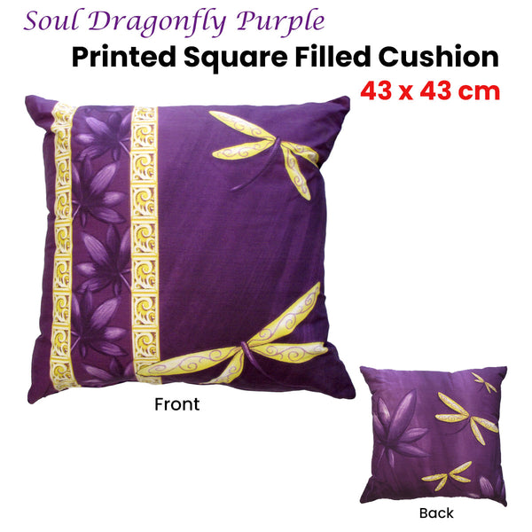 Lisa Pollock Soul Dragonfly Purple Square Filled Cushion 43cm