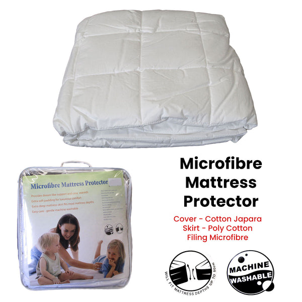 Cotton Japara Cover Microfibre Filling Mattress Protector Single