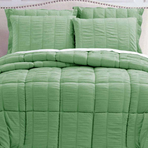 Hotel Living Seersucker Comforter Bedspread Coverlet Set Queen Green