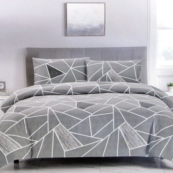 Artex Bentley Geometric Reversible Polyester Quilt Doona Duvet Grey Single