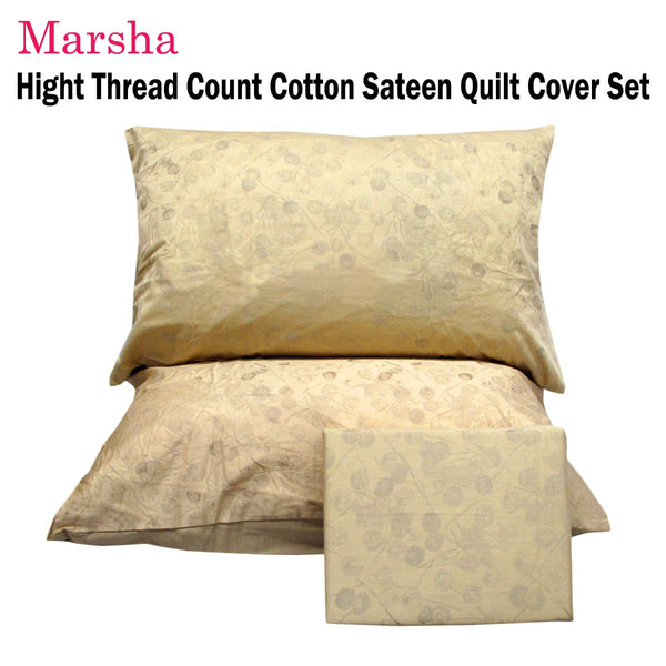 Marsha Berry Jacquard Cotton Quilt Doona Duvet Cover Latte Natural Double