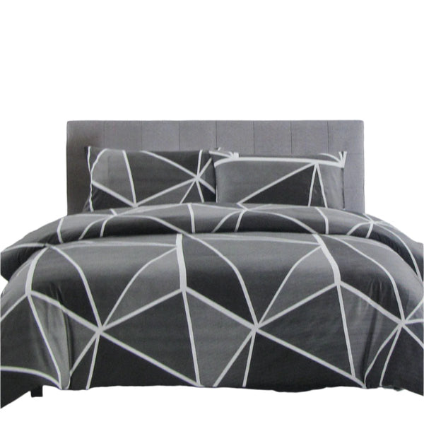 Artex Owen Geometric Reversible Microfibre Quilt Doona Duvet Grey Queen