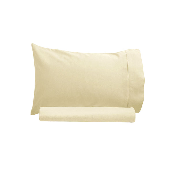 Artex 250TC Cotton Flat Fitted Sheet Set Single Cream