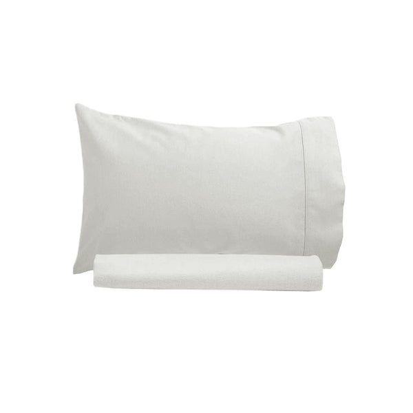 Artex 250TC Cotton Flat Fitted Sheet Set Single Off White