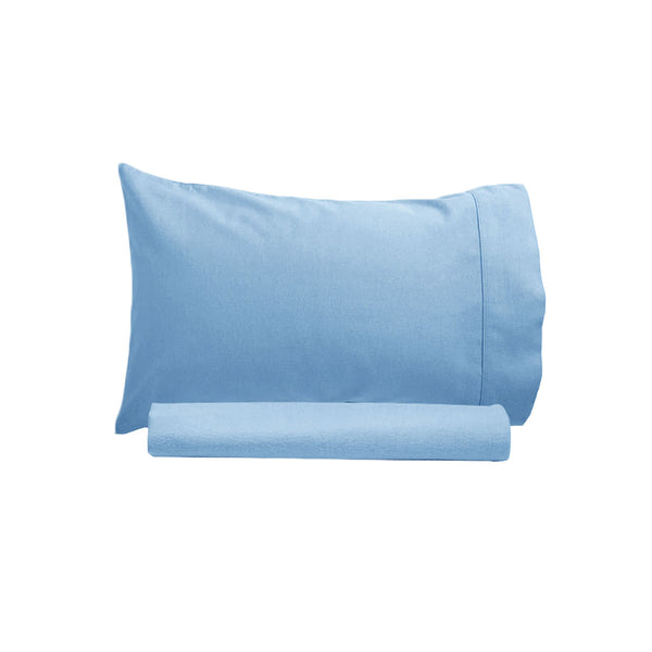 Artex 250TC Cotton Flat fitted Sheet Set Single Sky