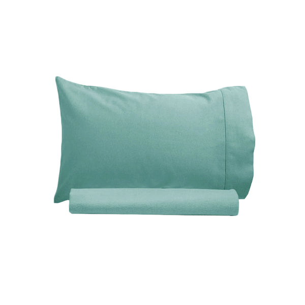 Artex 250TC Cotton Flat Fitted Sheet Set Single Teal