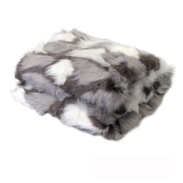 Riley Faux Fur Blanket Throw Rug 127 x 152cm Grey Camouflage