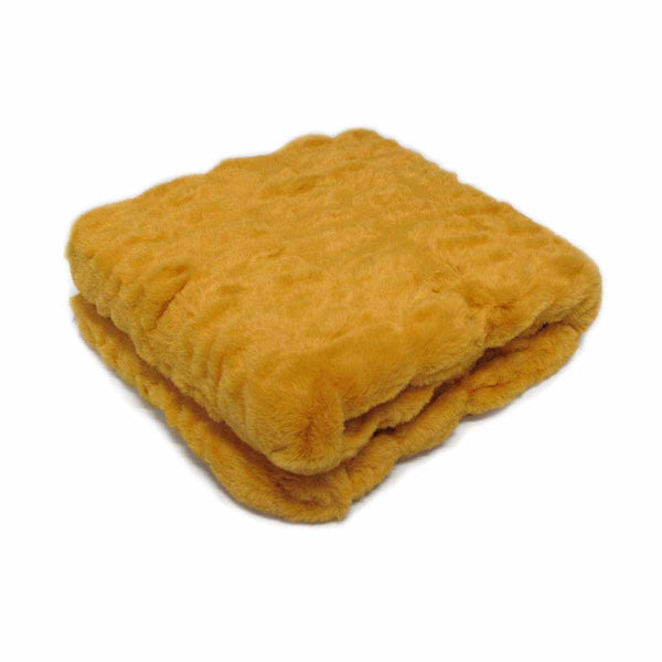 Meadow Soft Faux Fur Blanket Throw Rug 127 x 152cm Mustard