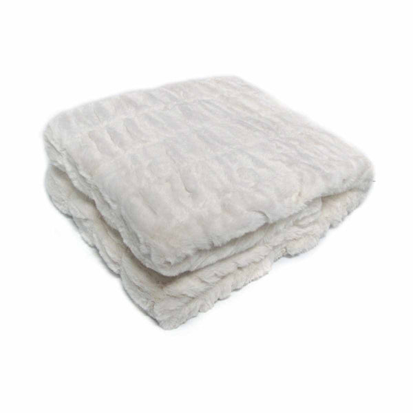 Meadow Faux Fur Throw Rug Blanket 127 x 152cm Off White
