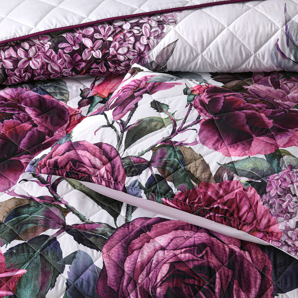 Bianca Abigail Floral Diamond Quilted Bedspread Comforter Coverlet Super King