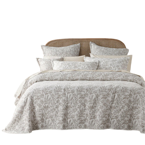 Bianca Ameila Foliage Jacquard Bedspread Comforter Coverlet Stone Super King