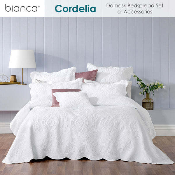Bianca Elegance Cordelia Damask Bedspread Comforter Coverlet White King