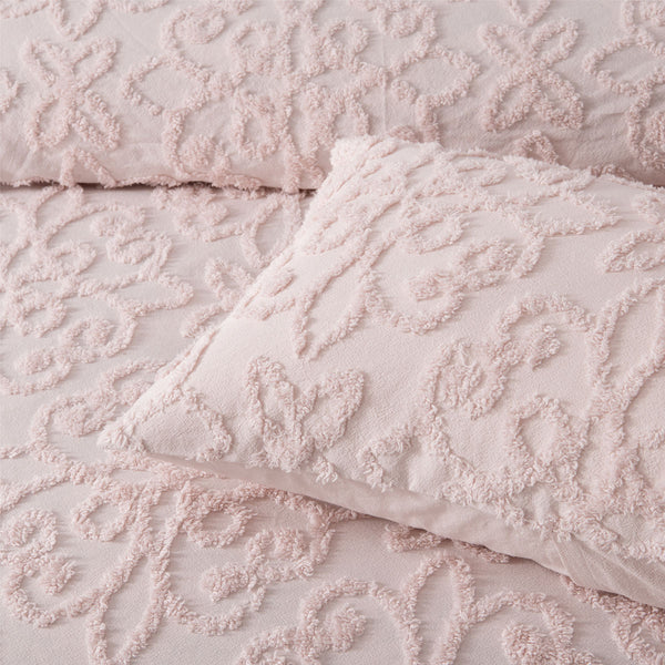 Bianca Ella Floral Cotton Chenille Bedspread Comforter Coverlet Pink Super King