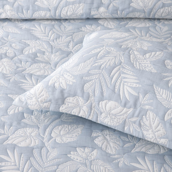 Bianca Laurieton Botanical Jacquard Bedspread Comforter Coverlet Blue Super King