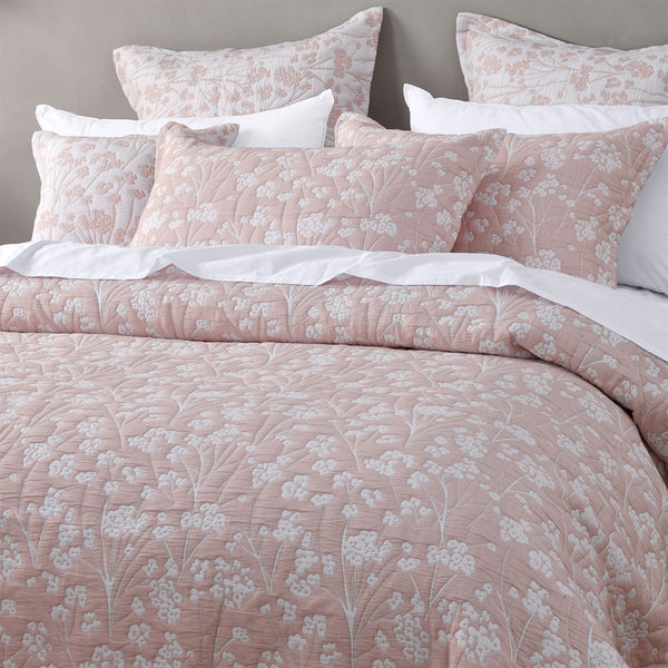 Bianca Myra Floral Jacquard Bedspread Comforter Coverlet Blush King Single