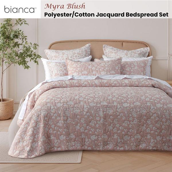 Bianca Myra Floral Jacquard Bedspread Comforter Coverlet Blush Queen