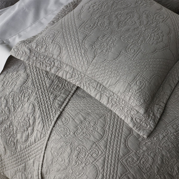Bianca Zaria Embroidered Bedspread Comforter Coverlet Taupe Queen