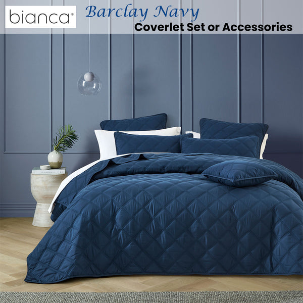 Bianca Barclay Quilted Bedspread Comforter Coverlet Navy Blue Queen / King