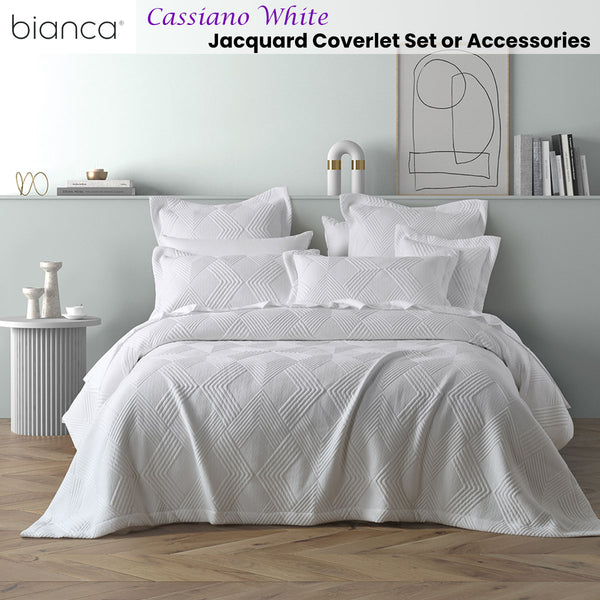 Bianca Cassiano Jacquard Bedspread Comforter Coverlet White Queen King