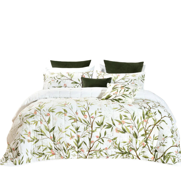 Bianca Corymbia Floral Quilted Bedspread Comforter Coverlet Super King