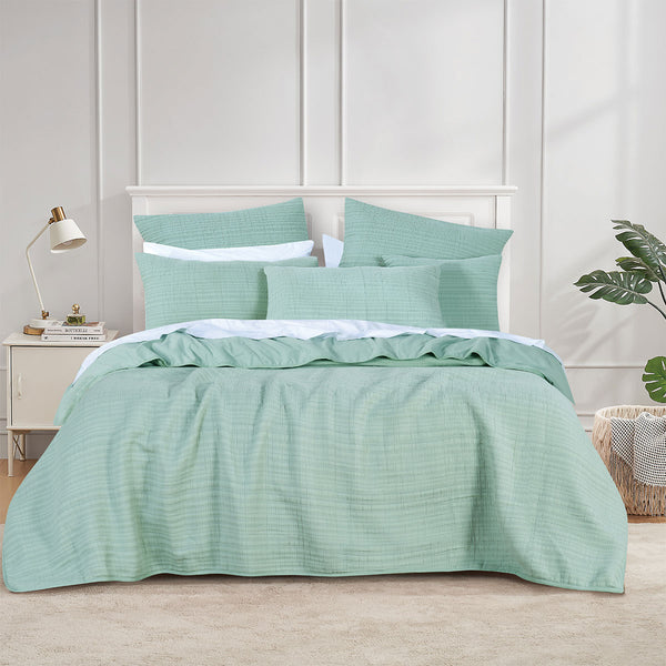 Bianca Cressida Cotton Polyester Bedspread Coverlet Comforter Sage Queen King