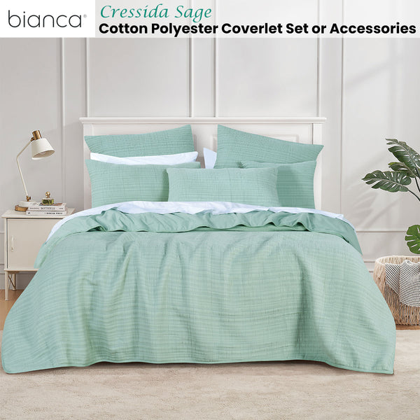 Bianca Cressida Cotton Polyester Bedspread Coverlet Comforter Sage Queen King