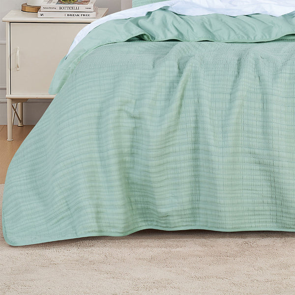 Bianca Cressida Cotton Polyester Bedspread Coverlet Comforter Sage Queen King