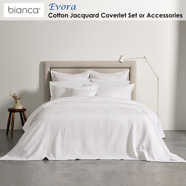 Bianca Evora Cotton Jacquard Bedspread Comforter Coverlet White Queen / King