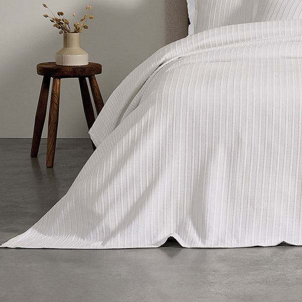 Bianca Evora Cotton Jacquard Bedspread Comforter Coverlet White Queen / King