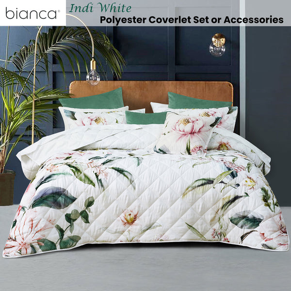 Bianca Indi Floral Bedspread Comforter Coverlet White Single Double