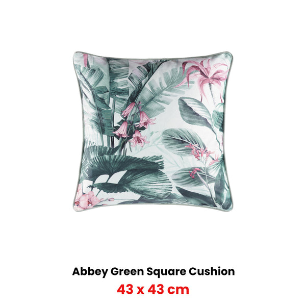 Bianca Abbey Tropical Foliage Square Filled Cushion Green 43cm