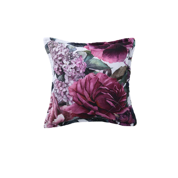 Bianca Abigail Floral Diamond Quilted Square Filled Cushion Purple 43cm