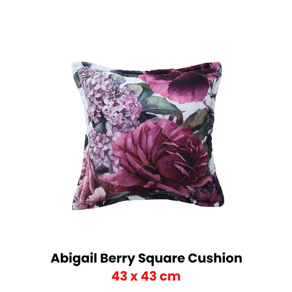 Bianca Abigail Floral Diamond Quilted Square Filled Cushion Purple 43cm