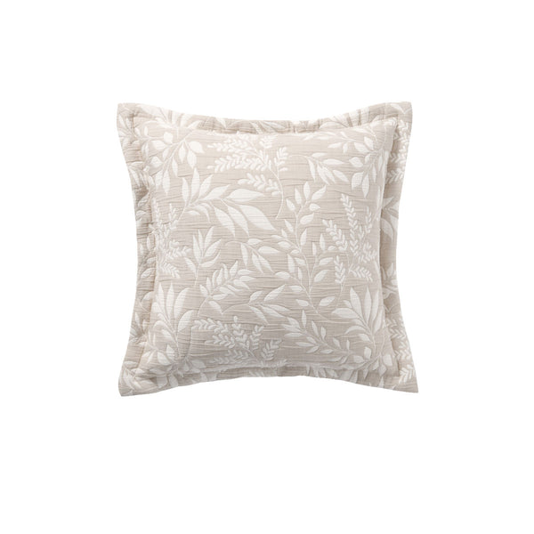 Bianca Ameila Foliage Jacquard Square Filled Cushion Stone 43cm