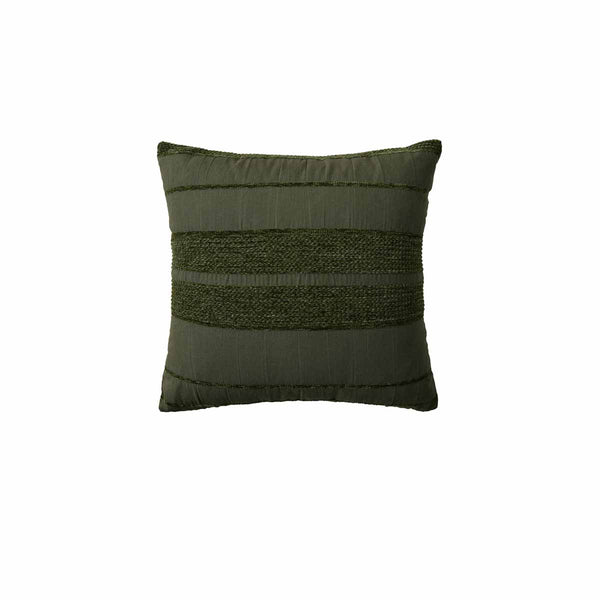 Bianca Avery Striped Chenille Square Filled Cushion Forest Green 43cm